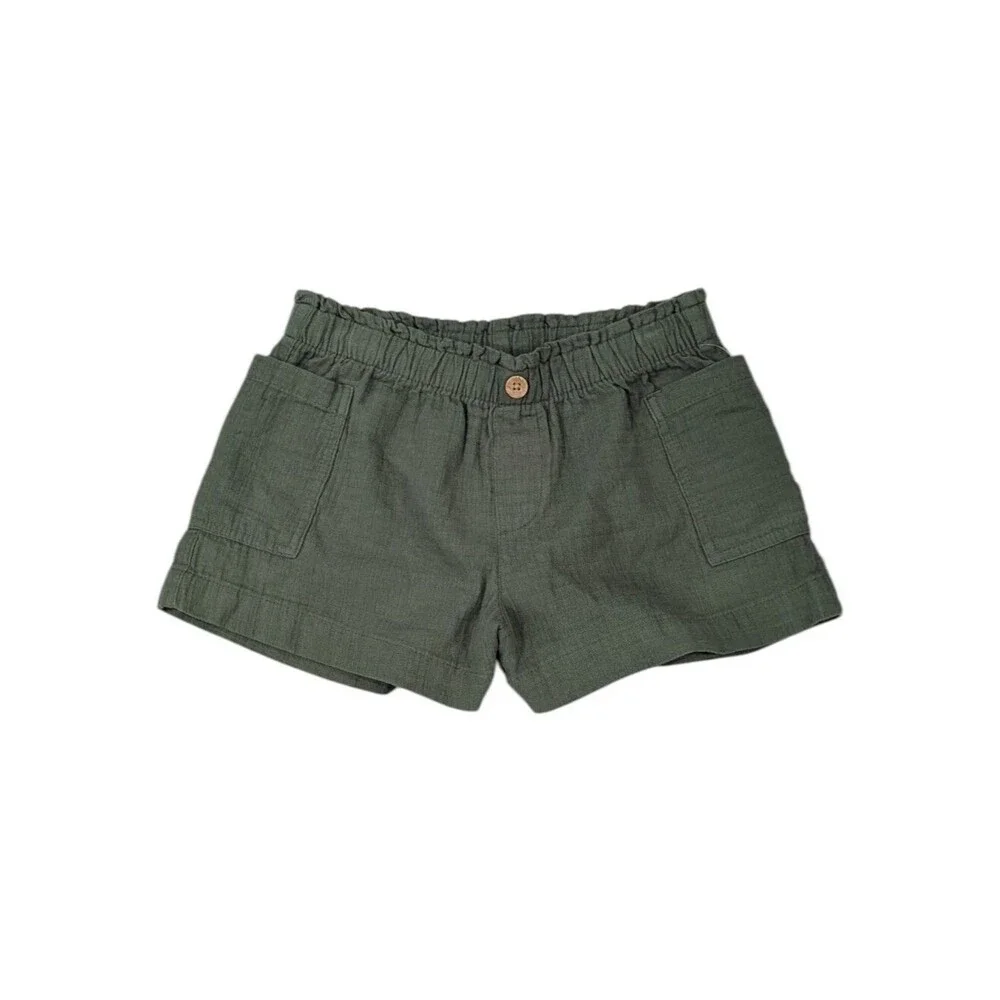 Old Navy Kids Green Cotton Pull On Shorts Pockets Olive Army Girls Large 10 12
